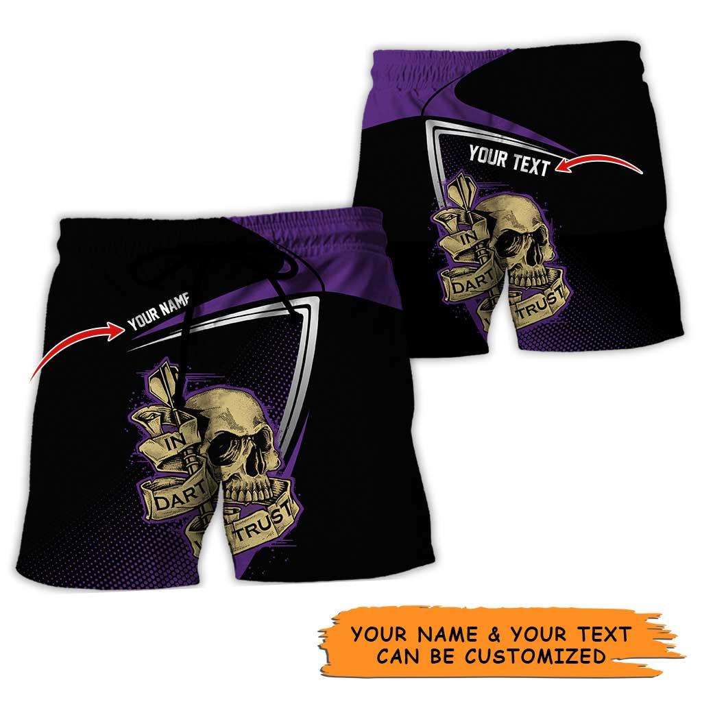 Personalized Name Darts Aloha Hawaiian Shirt - Cool Darts Pattern And Skull, In Darts We Trust Personalized Name Hawaiian Shirt For Men & Women - Amzanimalsgift