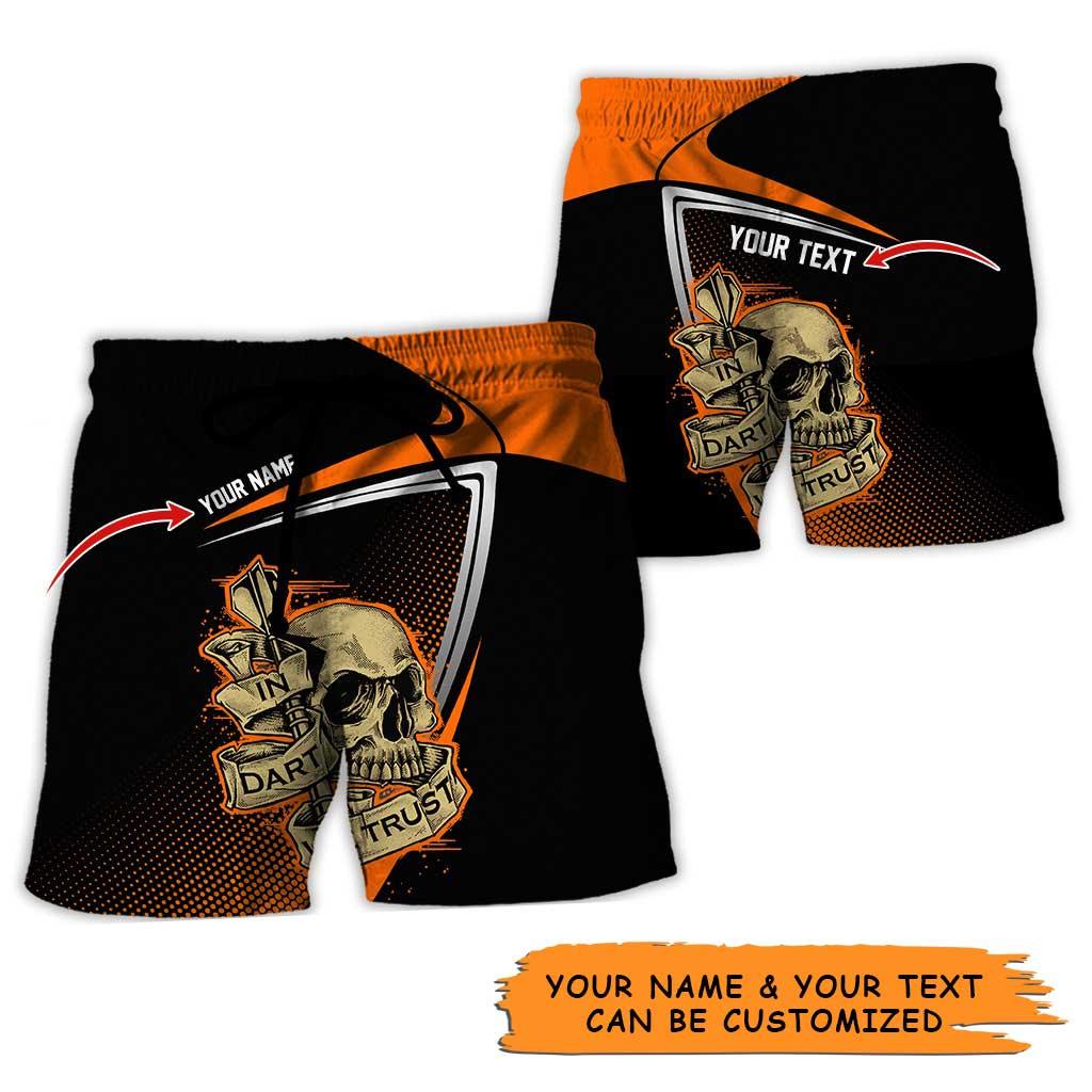 Personalized Name Darts Aloha Hawaiian Shirt - Cool Darts Pattern And Skull, In Darts We Trust Personalized Name Hawaiian Shirt For Men & Women - Amzanimalsgift