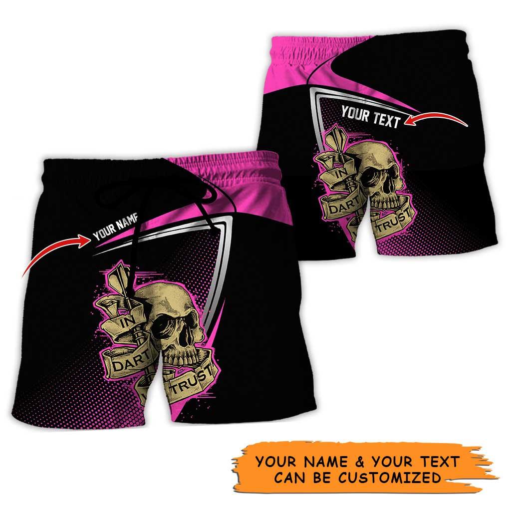 Personalized Name Darts Aloha Hawaiian Shirt - Cool Darts Pattern And Skull, In Darts We Trust Personalized Name Hawaiian Shirt For Men & Women - Amzanimalsgift