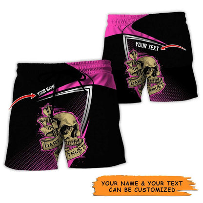 Personalized Name Darts Aloha Hawaiian Shirt - Cool Darts Pattern And Skull, In Darts We Trust Personalized Name Hawaiian Shirt For Men & Women - Amzanimalsgift