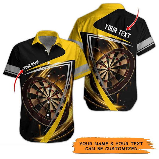 Personalized Name Darts Aloha Hawaiian Shirt - Cool Darts Personalized Name Hawaiian Shirt, Brown Target Hawaiian Shirt For Men & Women, Darts Lover - Amzanimalsgift