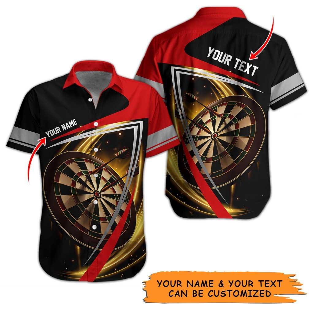 Personalized Name Darts Aloha Hawaiian Shirt - Cool Darts Personalized Name Hawaiian Shirt, Brown Target Hawaiian Shirt For Men & Women, Darts Lover - Amzanimalsgift