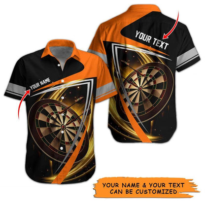 Personalized Name Darts Aloha Hawaiian Shirt - Cool Darts Personalized Name Hawaiian Shirt, Brown Target Hawaiian Shirt For Men & Women, Darts Lover - Amzanimalsgift
