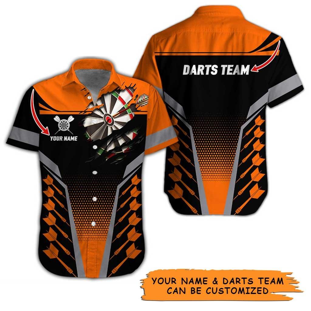 Personalized Name Darts Aloha Hawaiian Shirt - Darts And Fabric Torn Texture Personalized Name & Team Hawaiian Shirt For Men & Women, Darts Lover - Amzanimalsgift