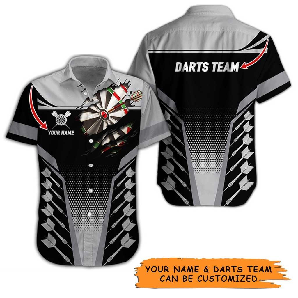 Personalized Name Darts Aloha Hawaiian Shirt - Darts And Fabric Torn Texture Personalized Name & Team Hawaiian Shirt For Men & Women, Darts Lover - Amzanimalsgift