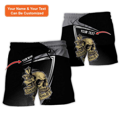 Personalized Name Darts Aloha Hawaiian Shirt, Darts Pattern And Skull,In Darts We Trust Personalized Name Hawaiian Shirt For Men & Women, Darts Lover - Amzanimalsgift