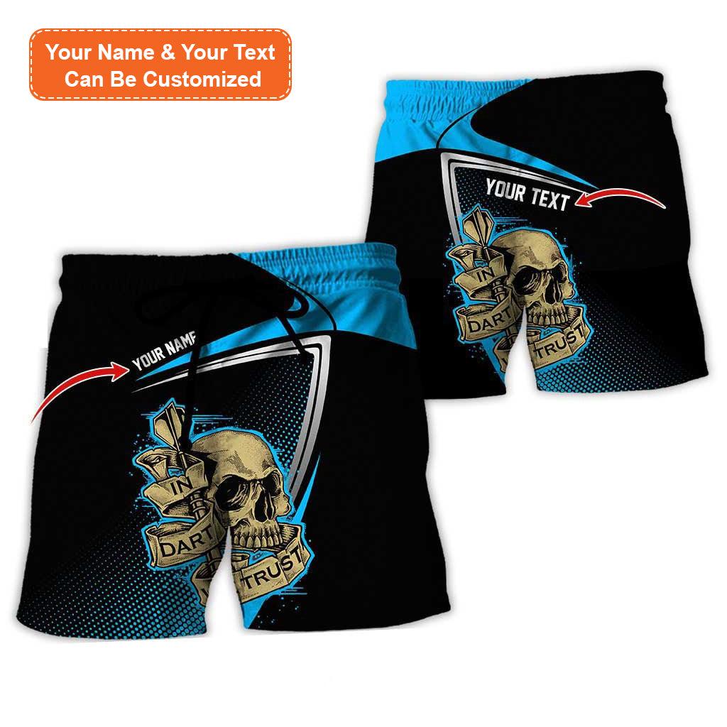 Personalized Name Darts Aloha Hawaiian Shirt, Darts Pattern And Skull,In Darts We Trust Personalized Name Hawaiian Shirt For Men & Women, Darts Lover - Amzanimalsgift