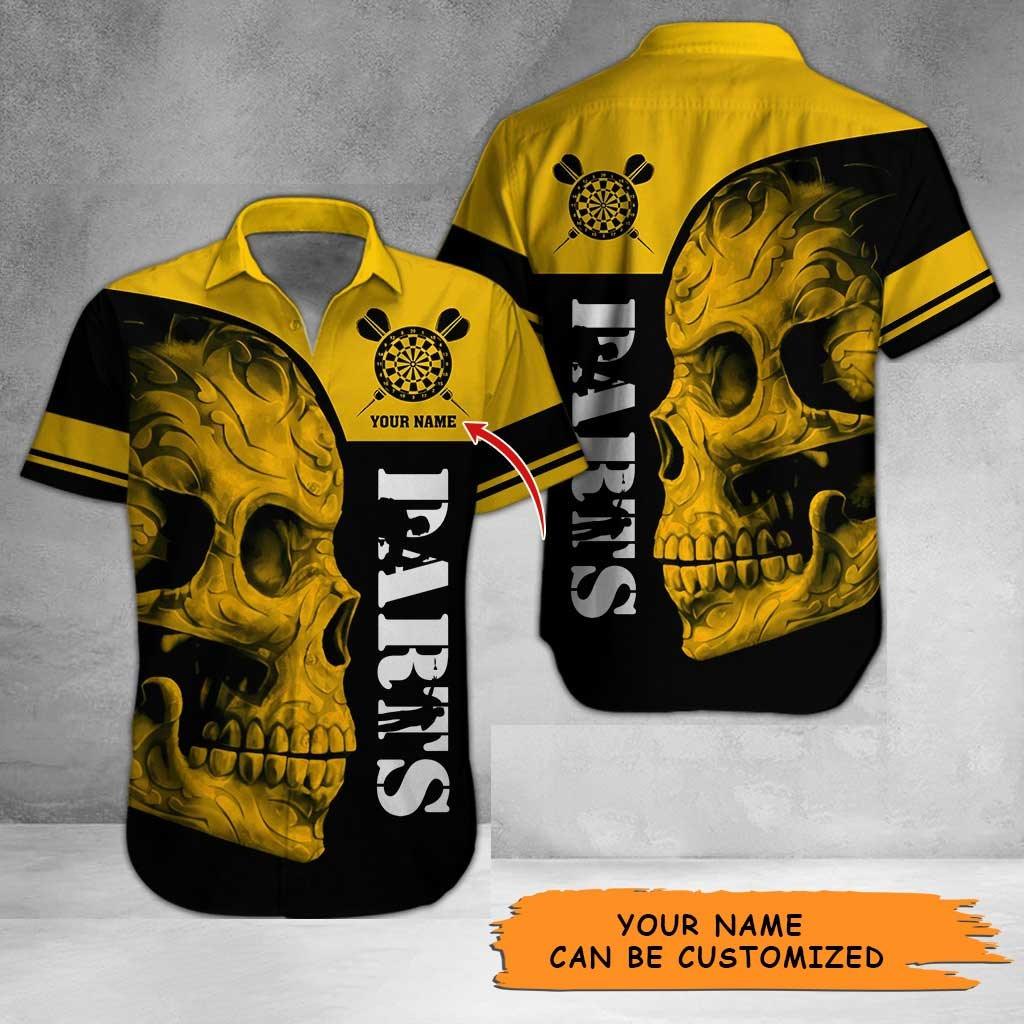 Personalized Name Darts Aloha Hawaiian Shirt - Darts Pattern Hawaiian Shirt, Skull Hawaiian Shirt Personalized Name Hawaiian Shirt For Men & Women, Darts Lover - Amzanimalsgift