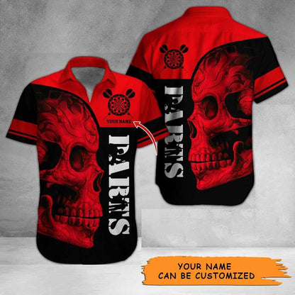 Personalized Name Darts Aloha Hawaiian Shirt - Darts Pattern Hawaiian Shirt, Skull Hawaiian Shirt Personalized Name Hawaiian Shirt For Men & Women, Darts Lover - Amzanimalsgift