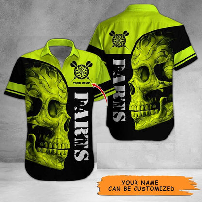 Personalized Name Darts Aloha Hawaiian Shirt - Darts Pattern Hawaiian Shirt, Skull Hawaiian Shirt Personalized Name Hawaiian Shirt For Men & Women, Darts Lover - Amzanimalsgift