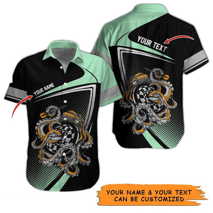 Personalized Name Darts Aloha Hawaiian Shirt - Darts Personalized Name Hawaiian Shirt, Octopus Hawaiian Shirt For Men & Women, Darts Lover - Amzanimalsgift