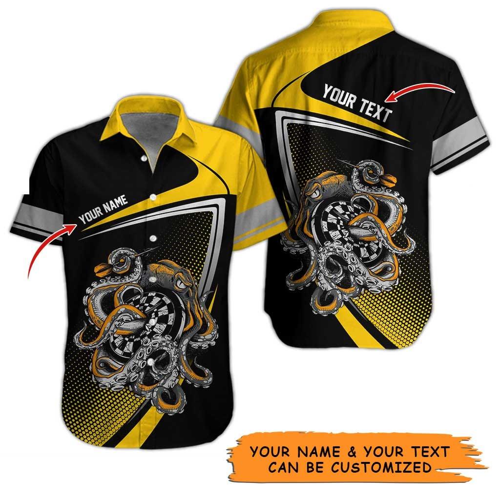 Personalized Name Darts Aloha Hawaiian Shirt - Darts Personalized Name Hawaiian Shirt, Octopus Hawaiian Shirt For Men & Women, Darts Lover - Amzanimalsgift