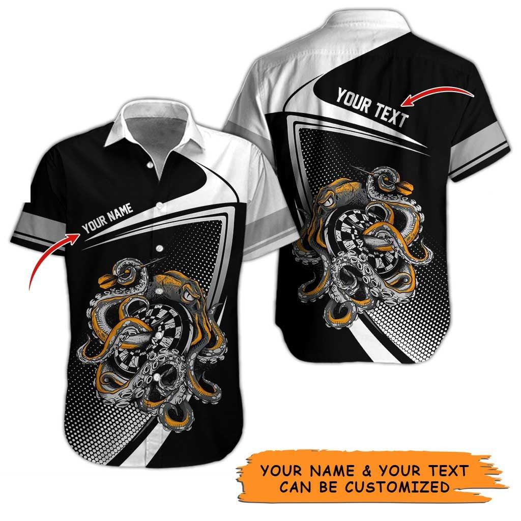 Personalized Name Darts Aloha Hawaiian Shirt - Darts Personalized Name Hawaiian Shirt, Octopus Hawaiian Shirt For Men & Women, Darts Lover - Amzanimalsgift