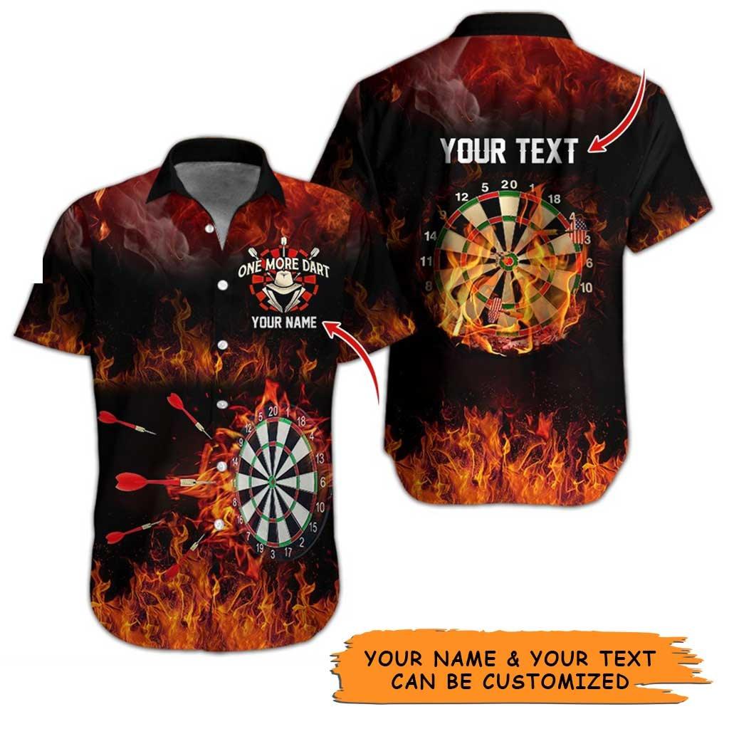 Personalized Name Darts Aloha Hawaiian Shirt - One More Darts Personalized Name Hawaiian Shirt, Fire Darts Hawaiian Shirt For Men & Women, Darts Lover - Amzanimalsgift