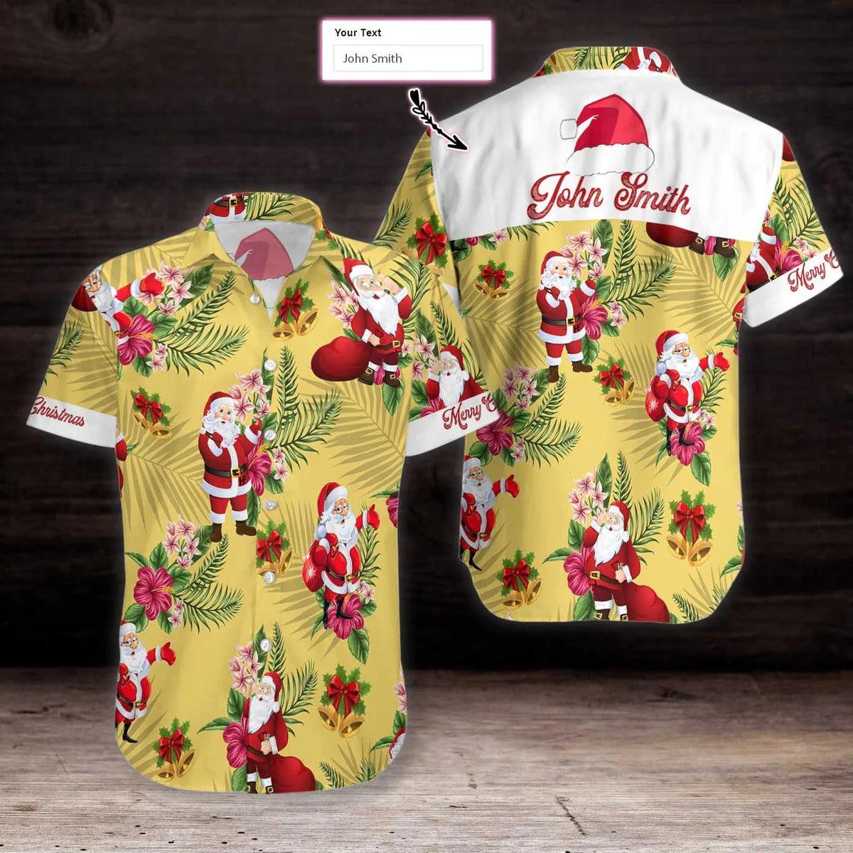 Personalized Name Merry Christmas Santa Claus Custom Hawaiian Shirt - Perfect Gift For Lover, Friend, Family - Amzanimalsgift