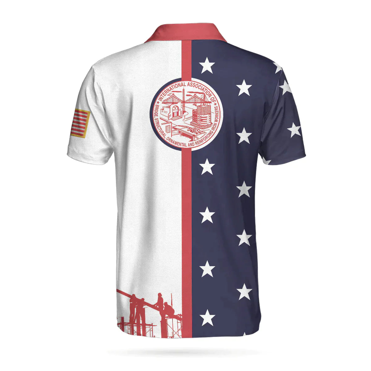 Personalized Patriotic American Flag Polo Shirt, Ironworker USA Flag Custom Polo Shirt, Patriotic Ironworker Shirt - Amzanimalsgift