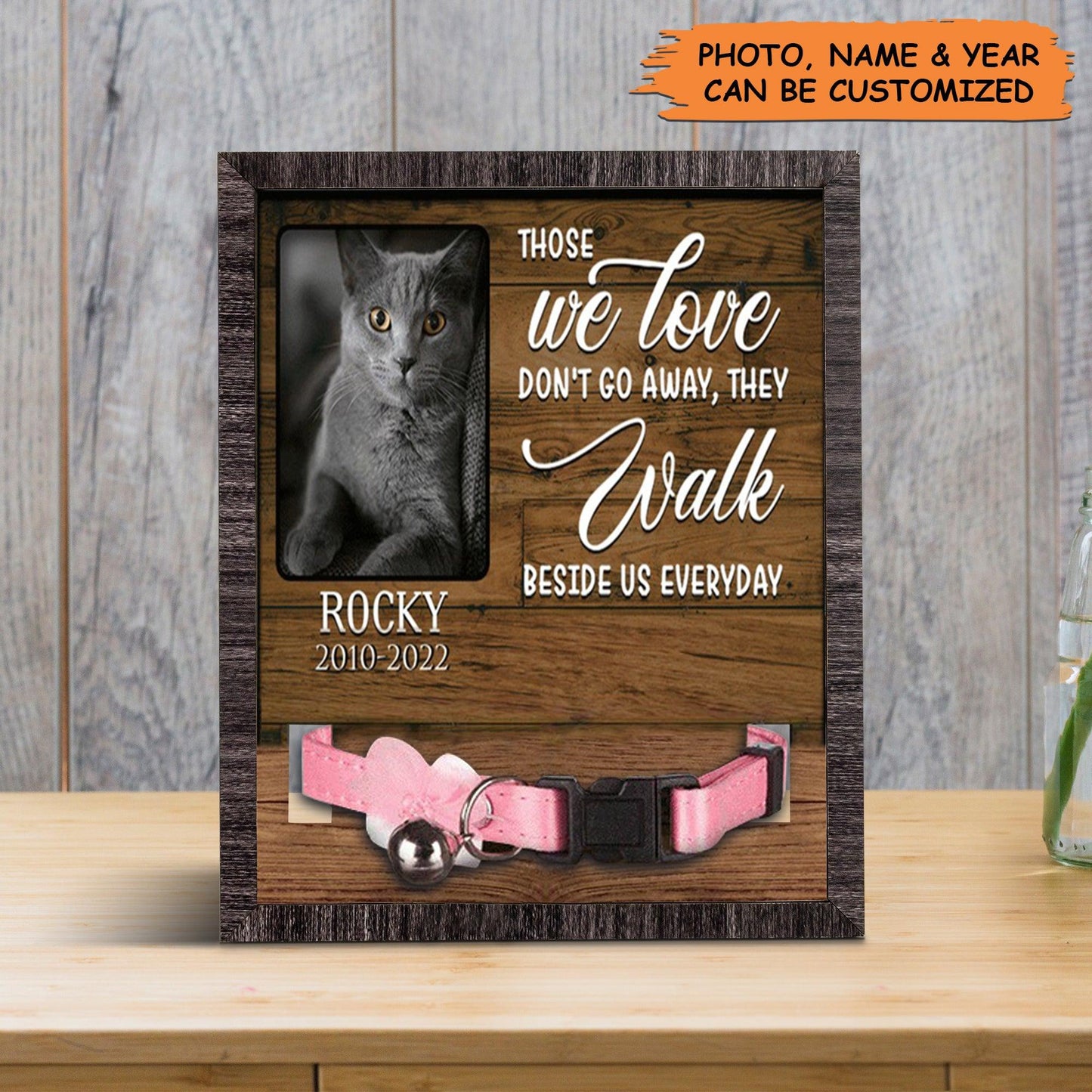 Personalized Pet Collar Frame - A British Shorthair Picture Frames Memorial, Pet Loss Sympathy, Custom Memorial Pet Collar Sign - Gift For Pet Lovers - Amzanimalsgift