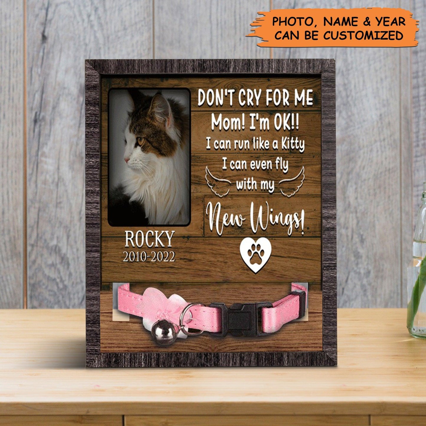 Personalized Pet Collar Frame - A Maine Coon Pet Picture Frames Memorial, Pet Loss Sympathy, Custom Memorial Pet Collar Sign - Gift For Pet Lovers - Amzanimalsgift