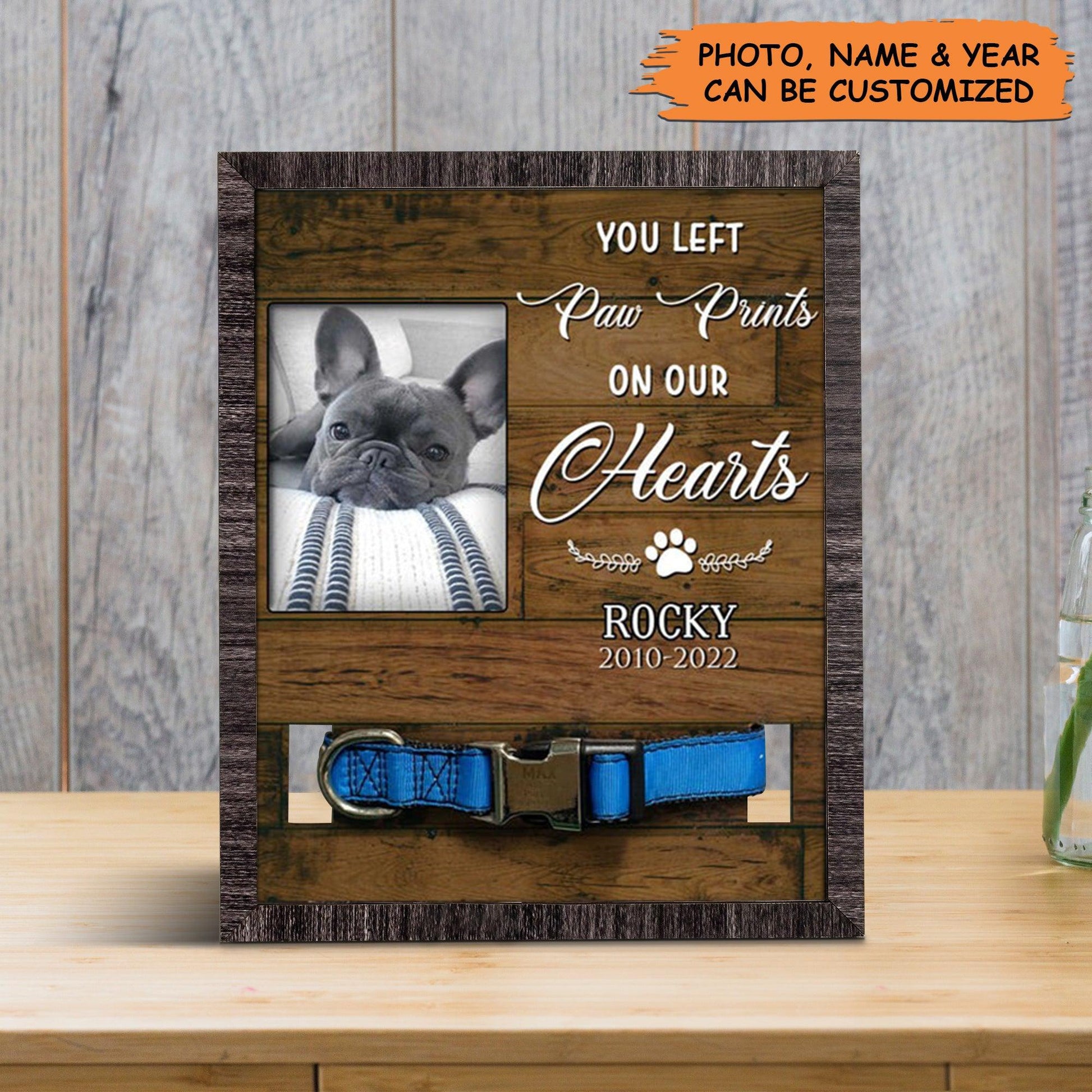 Personalized Pet Collar Frame - Bereavement Gifts For Loss Of Dog, Dog Collar Memorial Photo Frame, Pet Loss Sympathy - Gift For Grieving Pet Owner - Amzanimalsgift