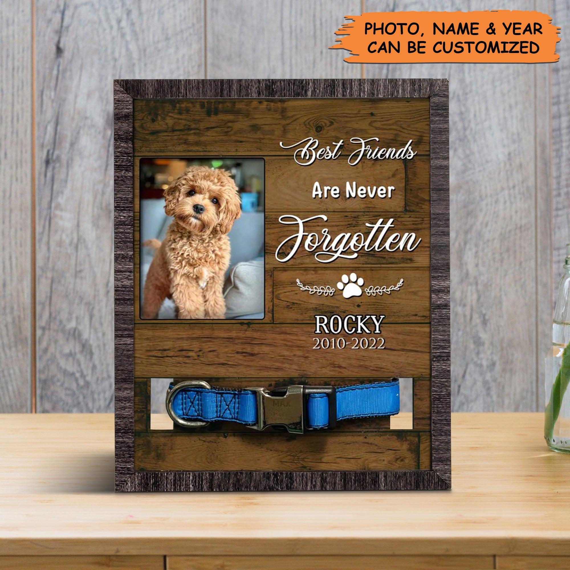 Personalized Pet Collar Frame - Best Friends Are Never Forgotten Dog Photo Keepsake, Memorial Custom Collar Frame - Gift For Grieving Pet Owner - Amzanimalsgift