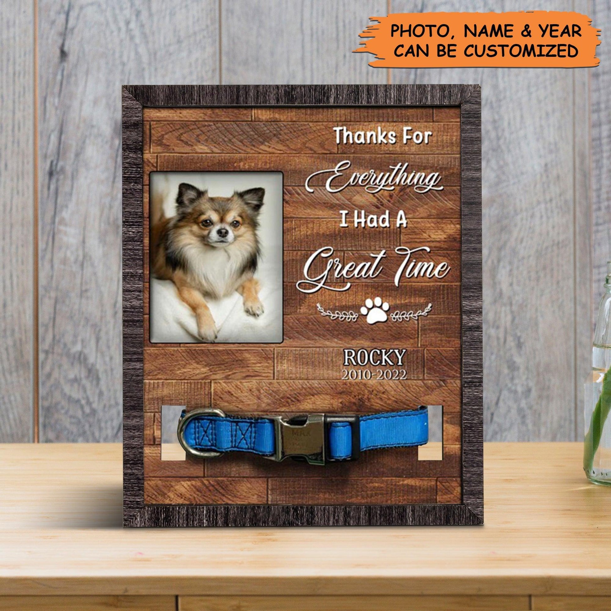 Personalized Pet Collar Frame - Chihuahua Dog Photo Keepsake, Pet Loss Sympathy, Memorial Custom Pet Collar Frame - Gift For Pet Lovers, Family - Amzanimalsgift