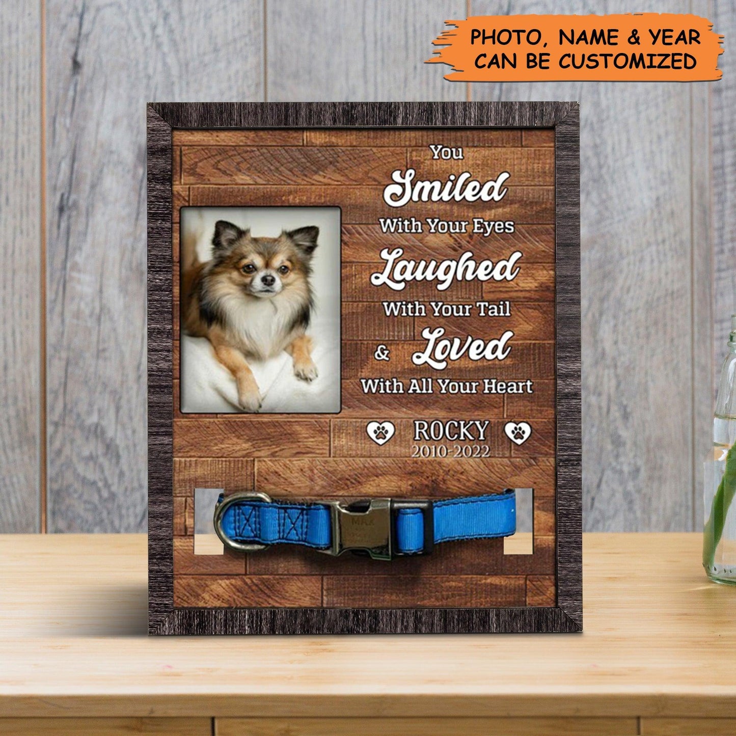 Personalized Pet Collar Frame - Chihuahua Dog Photo Keepsake, Pet Loss Sympathy, Memorial Custom Pet Collar Frame - Gift For Pet Lovers, Family - Amzanimalsgift