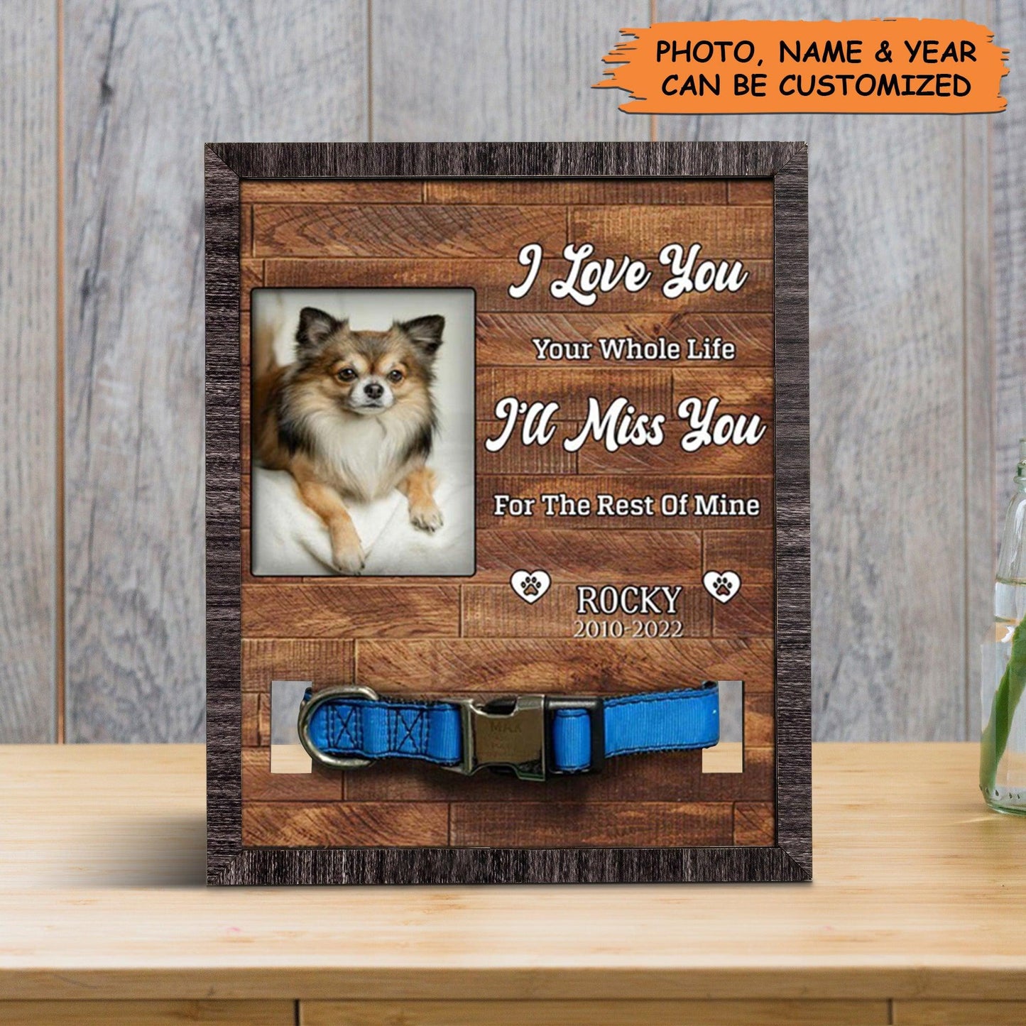 Personalized Pet Collar Frame - Chihuahua Dog Photo Keepsake, Pet Loss Sympathy, Memorial Custom Pet Collar Frame - Gift For Pet Lovers, Family - Amzanimalsgift