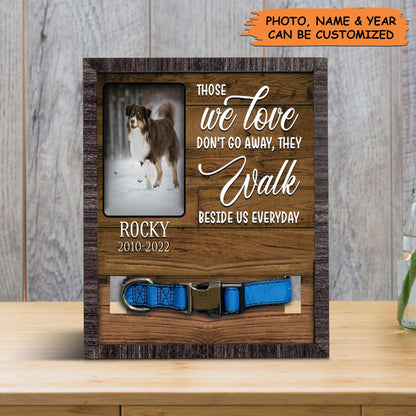 Personalized Pet Collar Frame - Custom A Australian Shepherd Picture Frames, Pet Loss Sympathy, Memorial Pet Collar Sign - Gift For Grieving Pet Owner - Amzanimalsgift