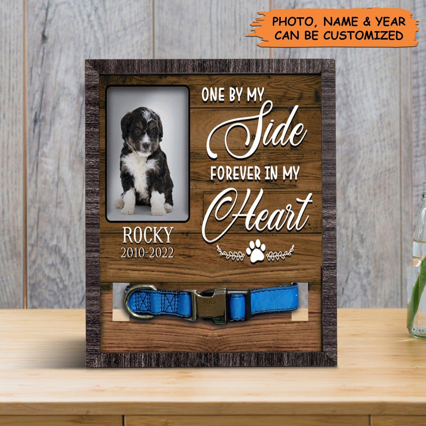 Personalized Pet Collar Frame - Custom A Bernedoodle Pet Picture Frames, Pet Loss Sympathy, Memorial Pet Collar Sign - Gift For Grieving Pet Owner - Amzanimalsgift