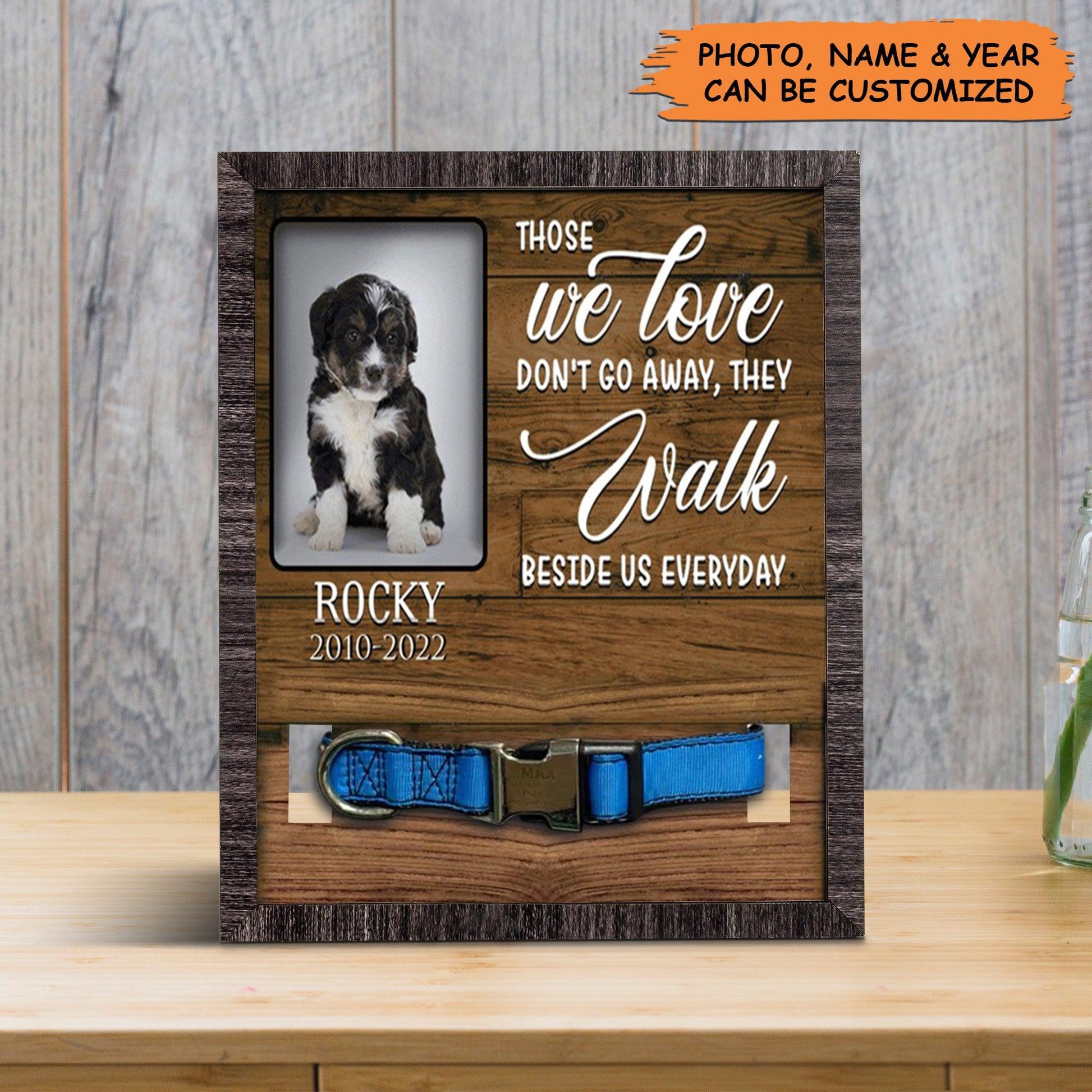 Personalized Pet Collar Frame - Custom A Bernedoodle Pet Picture Frames, Pet Loss Sympathy, Memorial Pet Collar Sign - Gift For Grieving Pet Owner - Amzanimalsgift