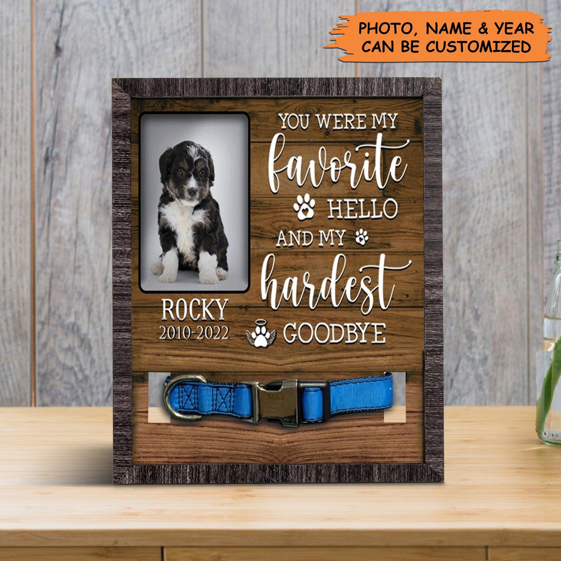 Personalized Pet Collar Frame - Custom A Bernedoodle Pet Picture Frames, Pet Loss Sympathy, Memorial Pet Collar Sign - Gift For Grieving Pet Owner - Amzanimalsgift