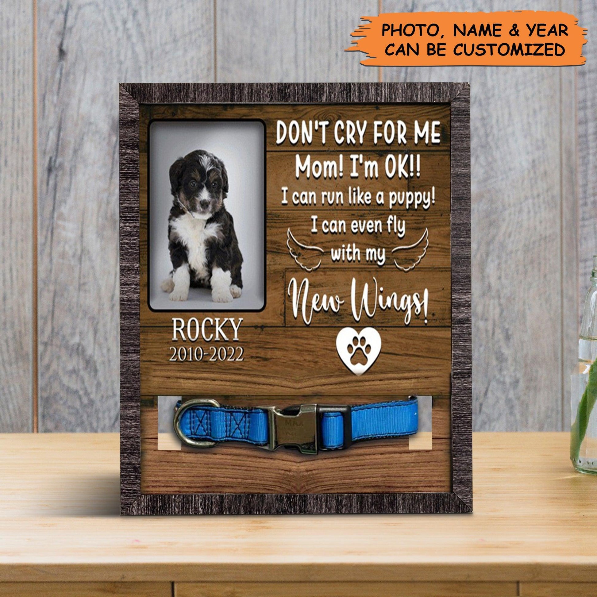 Personalized Pet Collar Frame - Custom A Bernedoodle Pet Picture Frames, Pet Loss Sympathy, Memorial Pet Collar Sign - Gift For Grieving Pet Owner - Amzanimalsgift