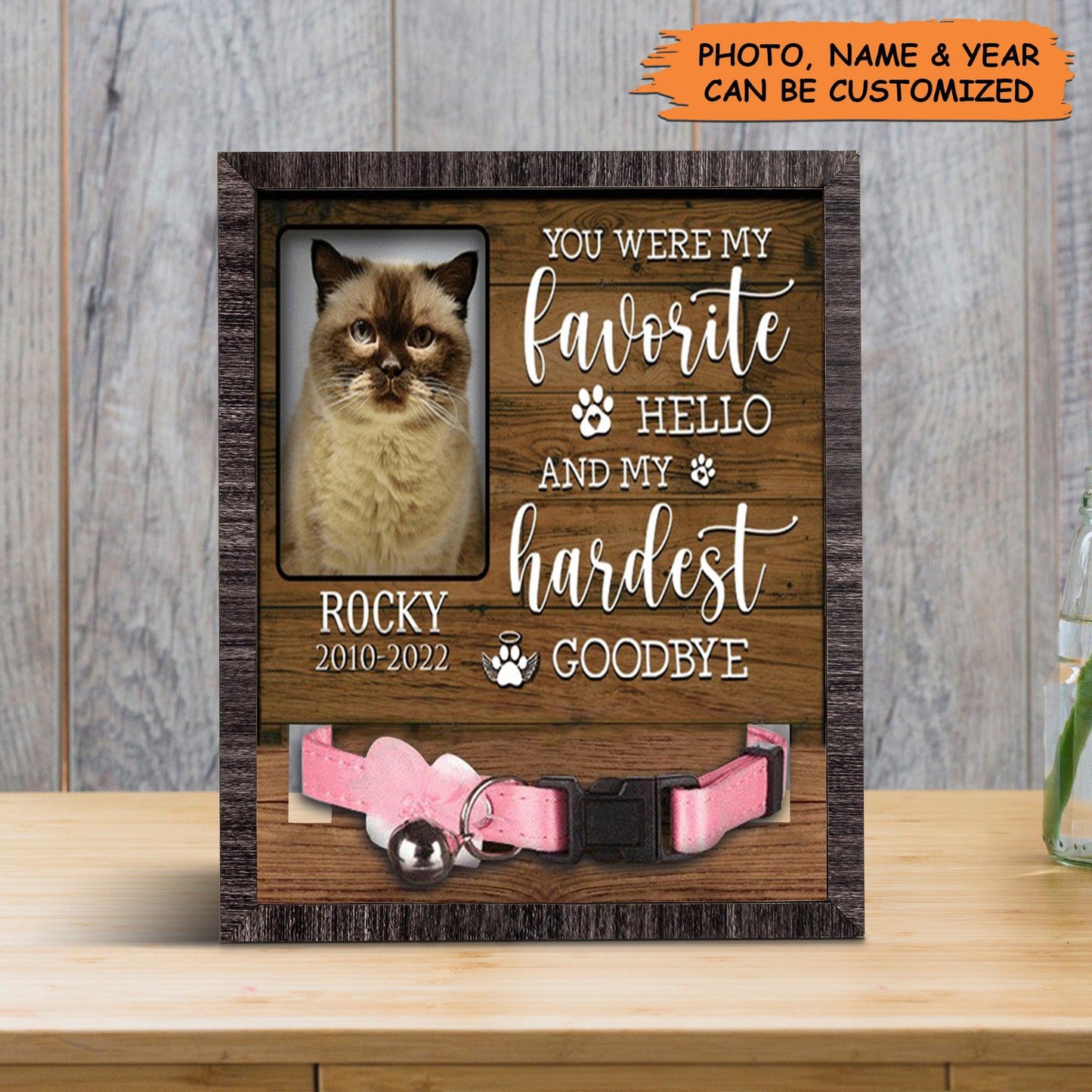 Personalized Pet Collar Frame - Custom A British Shorthair Picture Frames, Pet Loss Sympathy, Memorial Pet Collar Sign - Gift For, Grieving Pet Owner - Amzanimalsgift