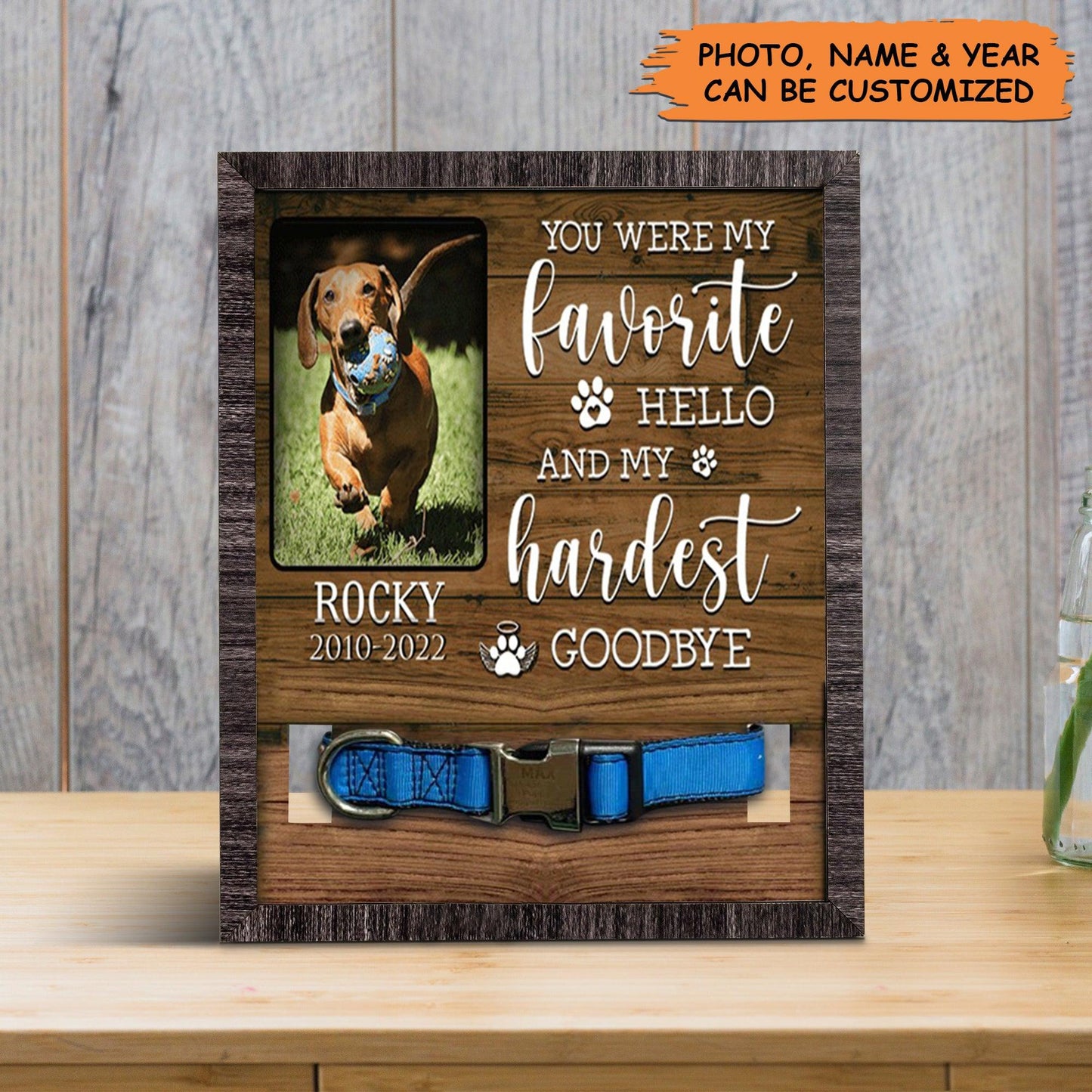 Personalized Pet Collar Frame - Custom A Dachshund Pet Picture Frames, Pet Loss Sympathy, Memorial Pet Collar Sign - Gift For Grieving Pet Owner - Amzanimalsgift