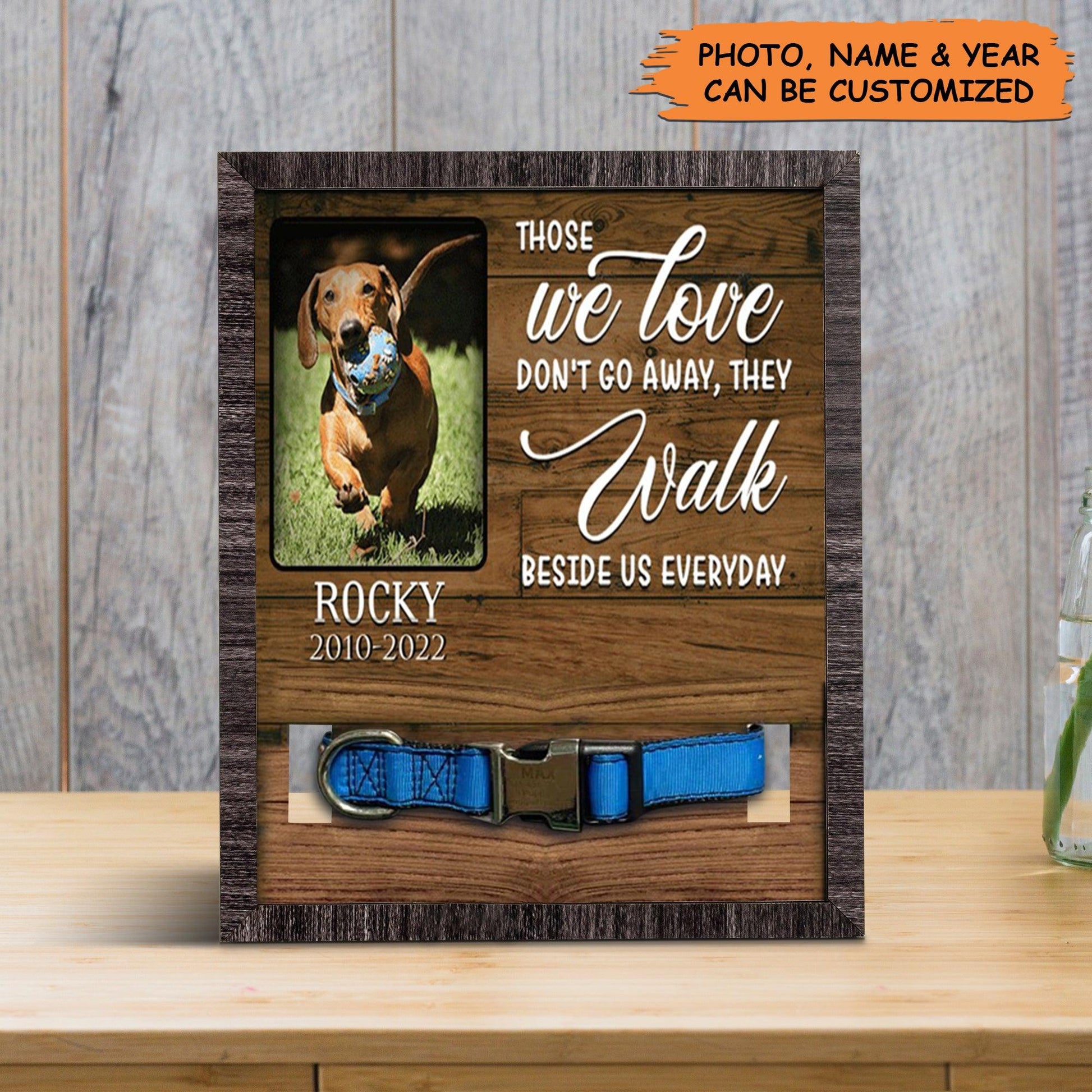 Personalized Pet Collar Frame - Custom A Dachshund Pet Picture Frames, Pet Loss Sympathy, Memorial Pet Collar Sign - Gift For Grieving Pet Owner - Amzanimalsgift