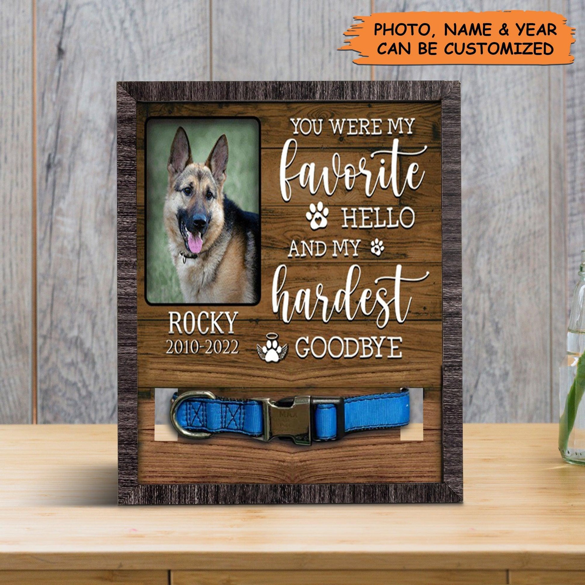 Personalized Pet Collar Frame - Custom A German Shepherd Dog Picture Frames, Pet Loss Sympathy, Memorial Pet Collar Sign - Gift For Grieving Pet Owner - Amzanimalsgift