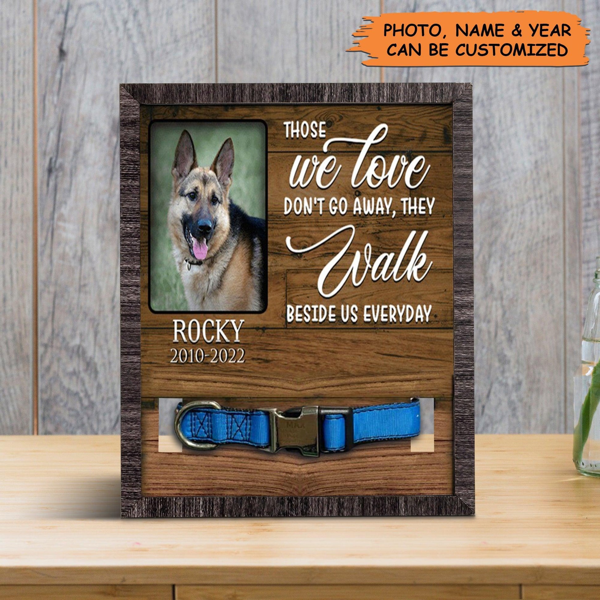 Personalized Pet Collar Frame - Custom A German Shepherd Dog Picture Frames, Pet Loss Sympathy, Memorial Pet Collar Sign - Gift For Grieving Pet Owner - Amzanimalsgift