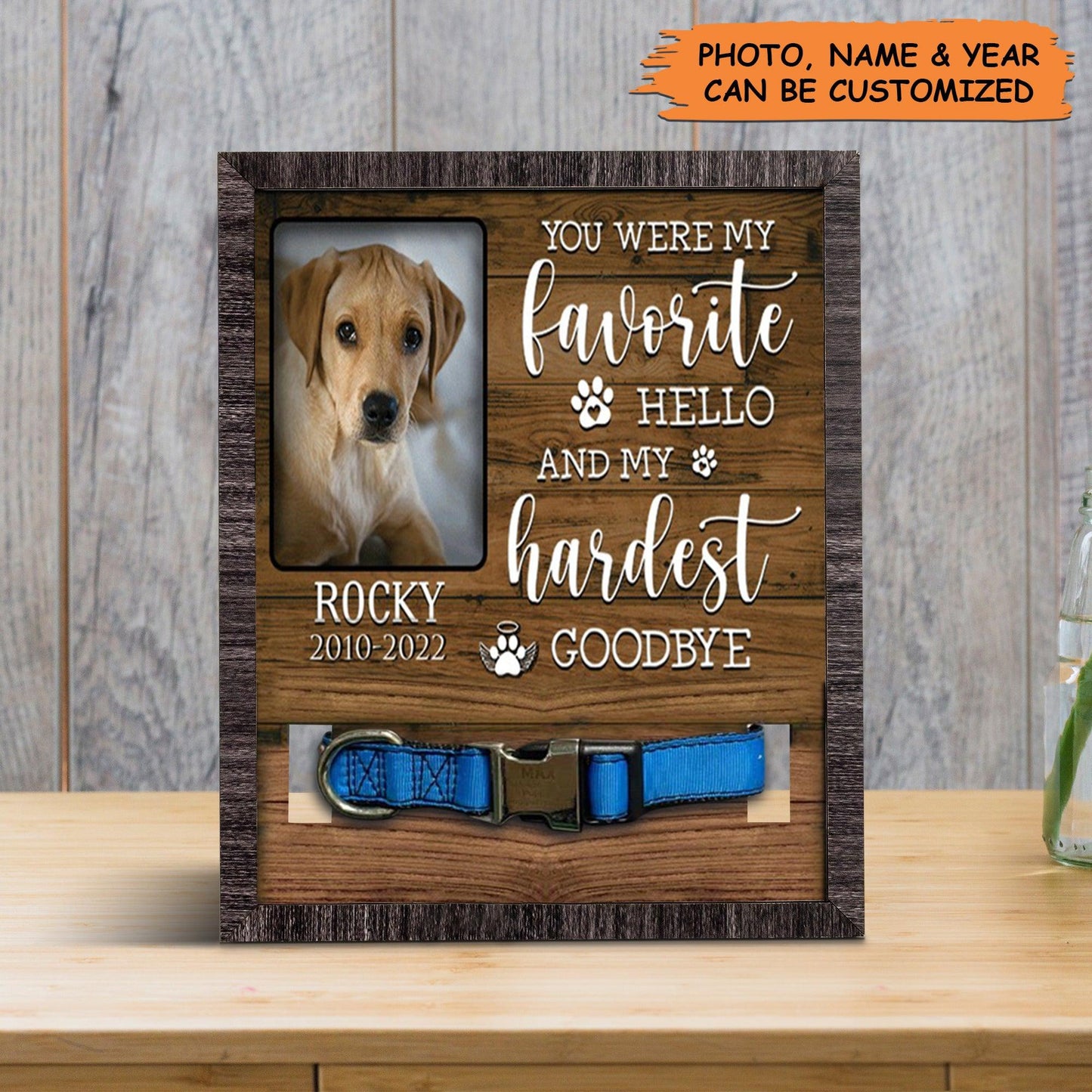 Personalized Pet Collar Frame - Custom A Gundog Picture Frames, Pet Loss Sympathy, Memorial Pet Collar Sign - Gift For Grieving Pet Owner, Pet Lovers - Amzanimalsgift