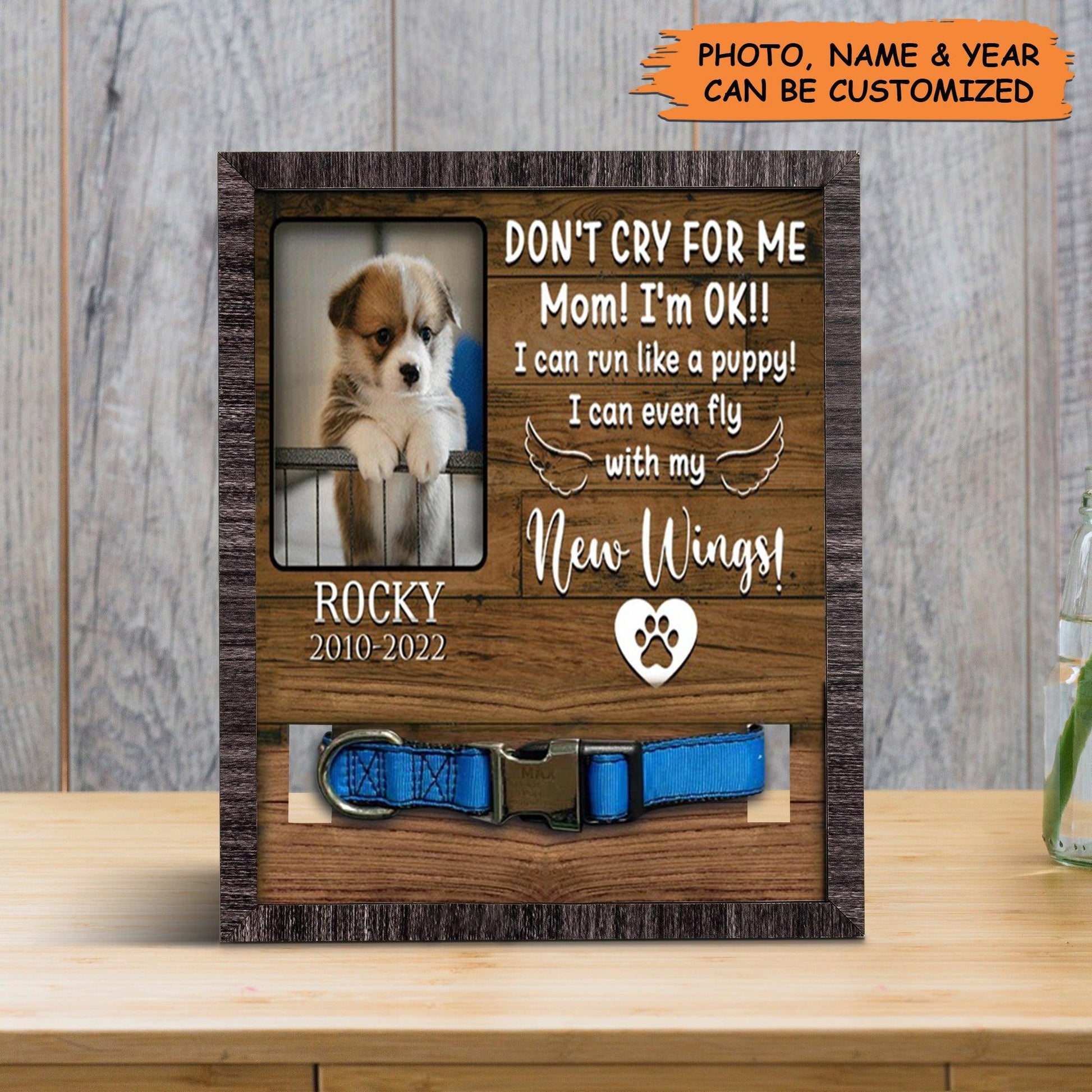 Personalized Pet Collar Frame - Custom A Pembroke Welsh Corgi Picture Frames, Pet Loss Sympathy, Memorial Pet Collar Sign- Gift For Grieving Pet Owner - Amzanimalsgift