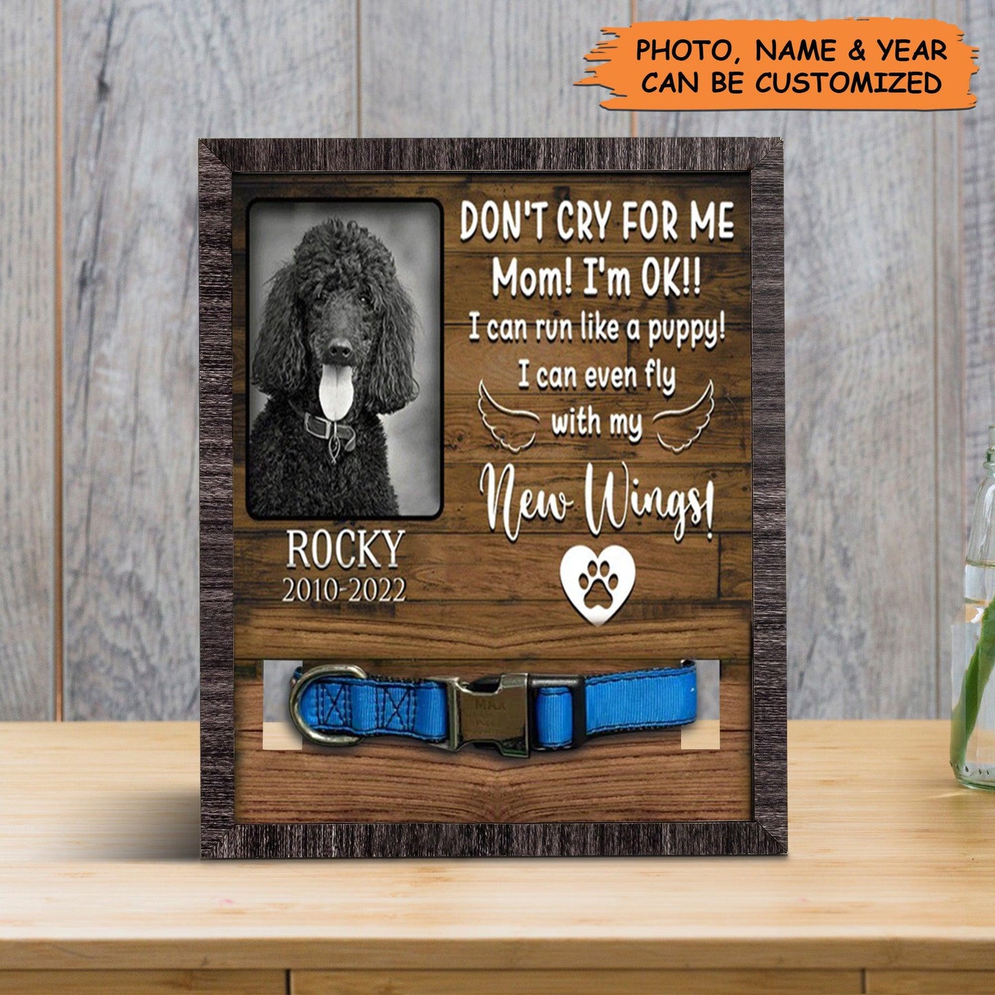 Personalized Pet Collar Frame - Custom A Poodle Pet Picture Frames, Pet Loss Sympathy, Memorial Pet Collar Sign - Gift For Grieving Pet Owner - Amzanimalsgift