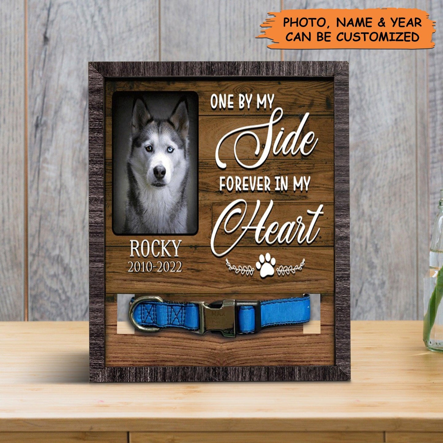 Personalized Pet Collar Frame - Custom A Siberian Husky Pet Picture Frames, Pet Loss Sympathy, Memorial Pet Collar Sign - Gift For Grieving Pet Owner - Amzanimalsgift