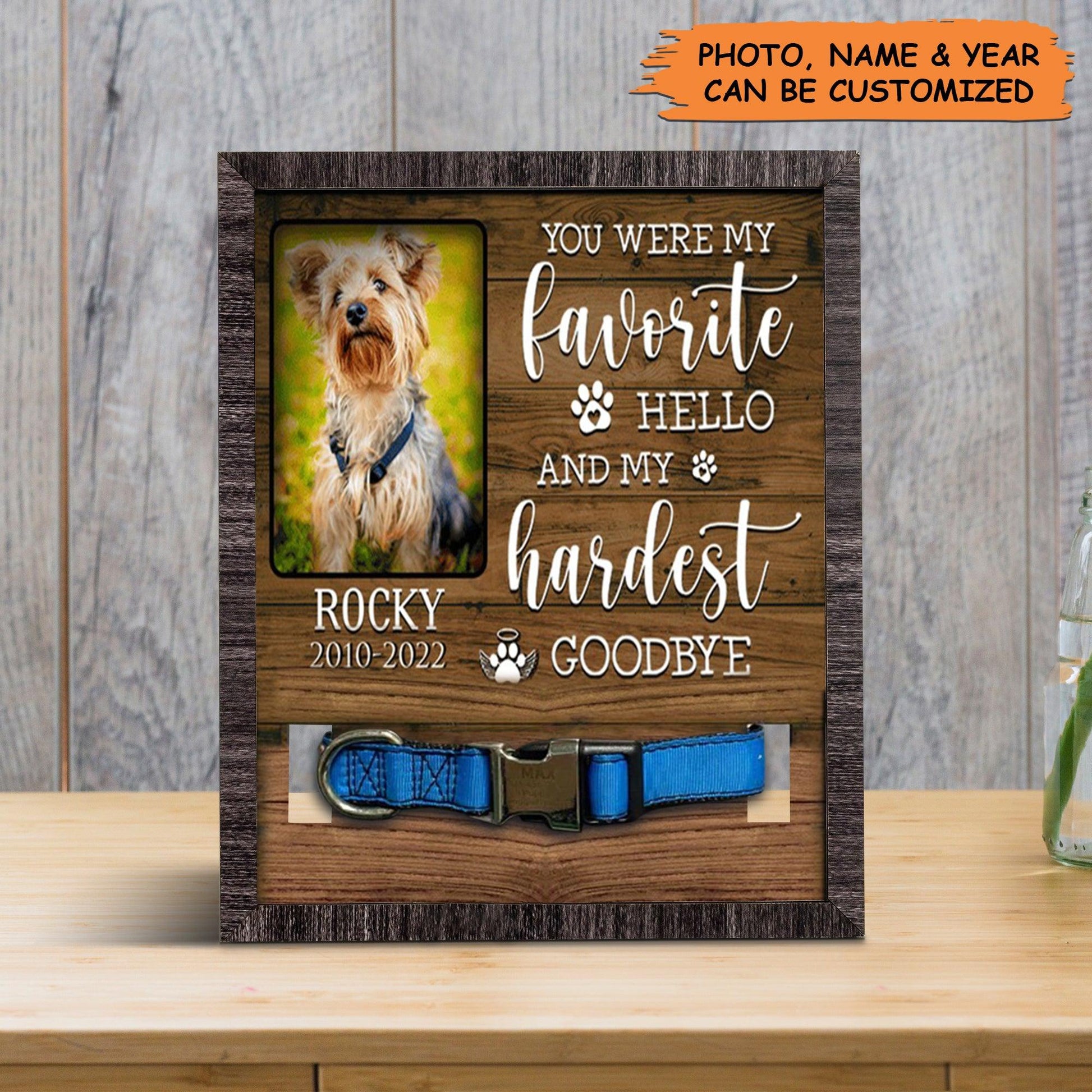 Personalized Pet Collar Frame - Custom A Yorkshire Terrier Picture Frames, Pet Loss Sympathy, Memorial Pet Collar Sign - Gift For Grieving Pet Owner - Amzanimalsgift