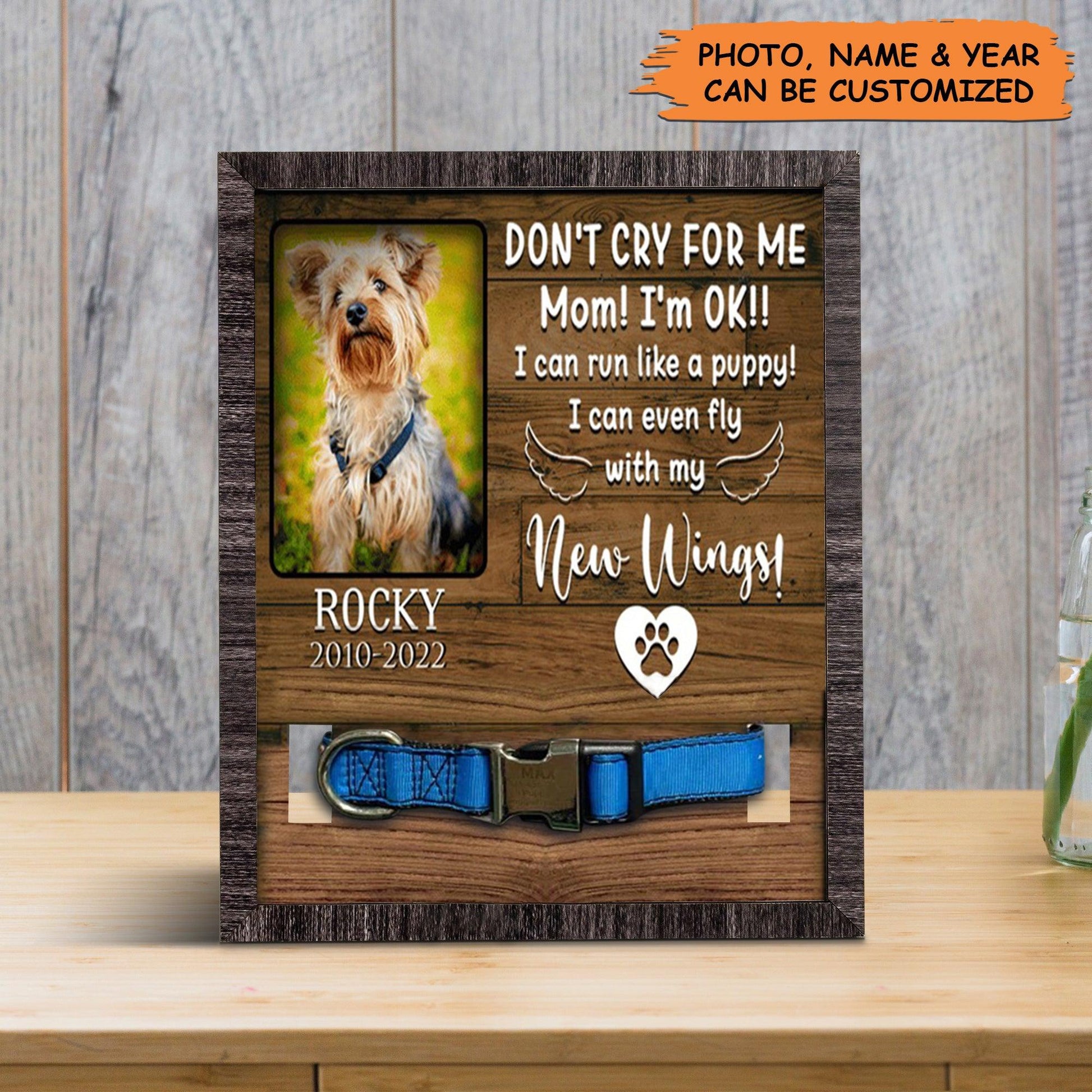 Personalized Pet Collar Frame - Custom A Yorkshire Terrier Picture Frames, Pet Loss Sympathy, Memorial Pet Collar Sign - Gift For Grieving Pet Owner - Amzanimalsgift