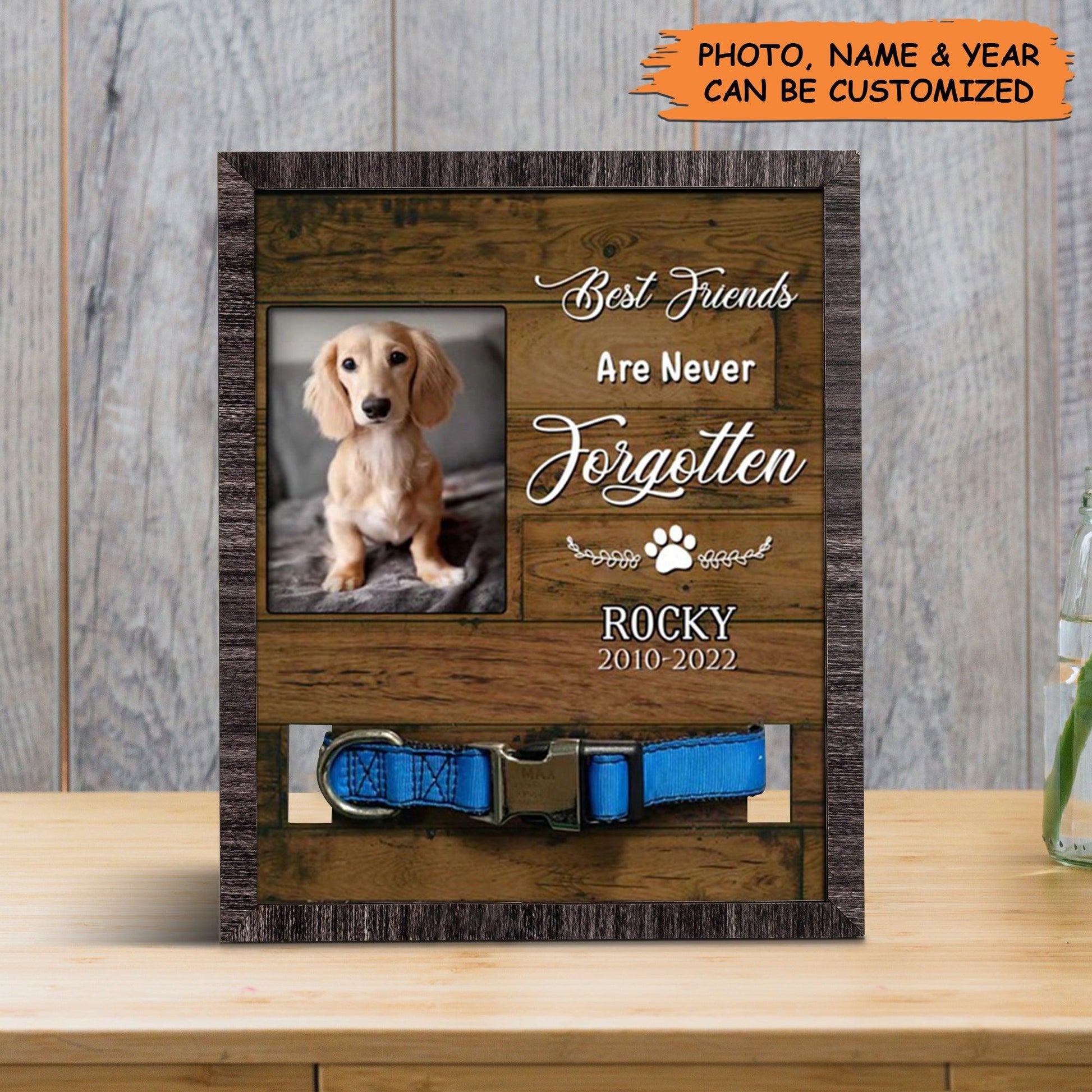 Personalized Pet Collar Frame - Custom Dog Photo Keepsake, Pet Loss Sympathy, Memorial Custom Pet Collar Frame - Gift For Pet Lovers, Family, Friend - Amzanimalsgift