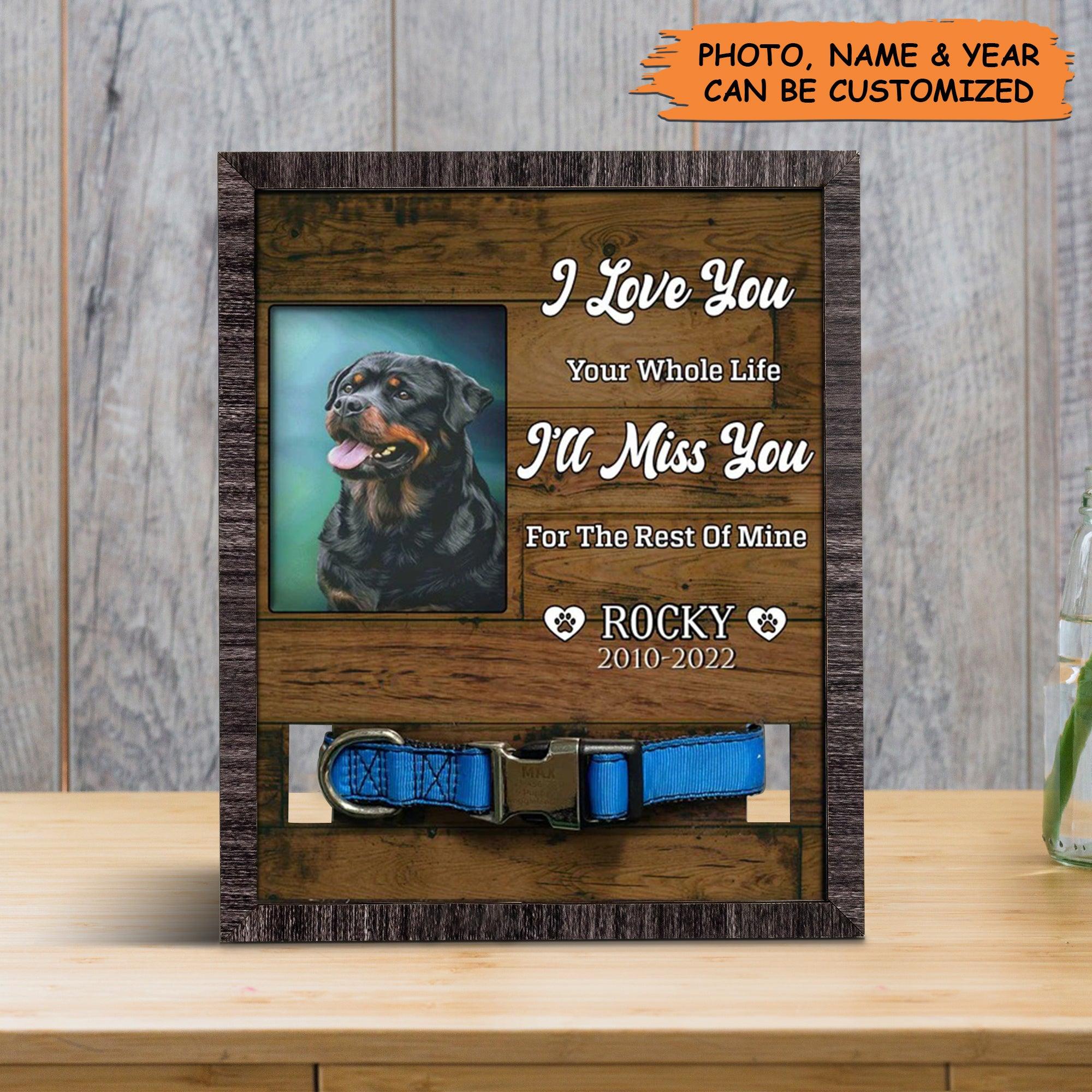 Personalized Pet Collar Frame - Custom Dog Photo Keepsake, Sympathy Picture Frame, Memorial Custom Collar Frame - Gift For A Grieving Pet Owner - Amzanimalsgift