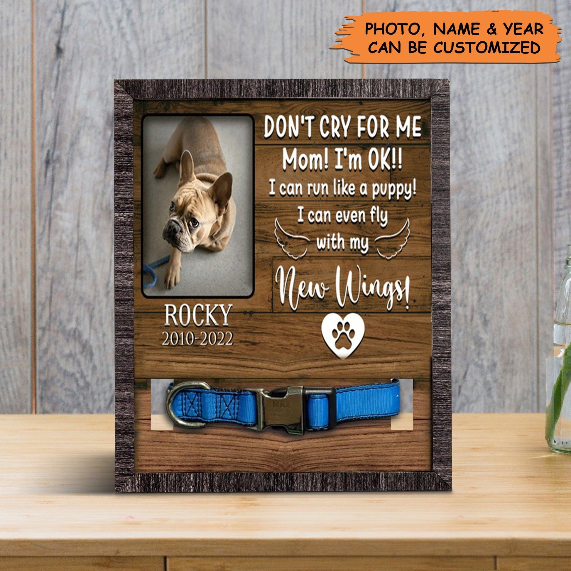 Personalized Pet Collar Frame - Customized A French Bulldog Picture Frames, Pet Loss Sympathy, Custom Memorial Pet Collar Sign - Gift For Pet Lovers - Amzanimalsgift