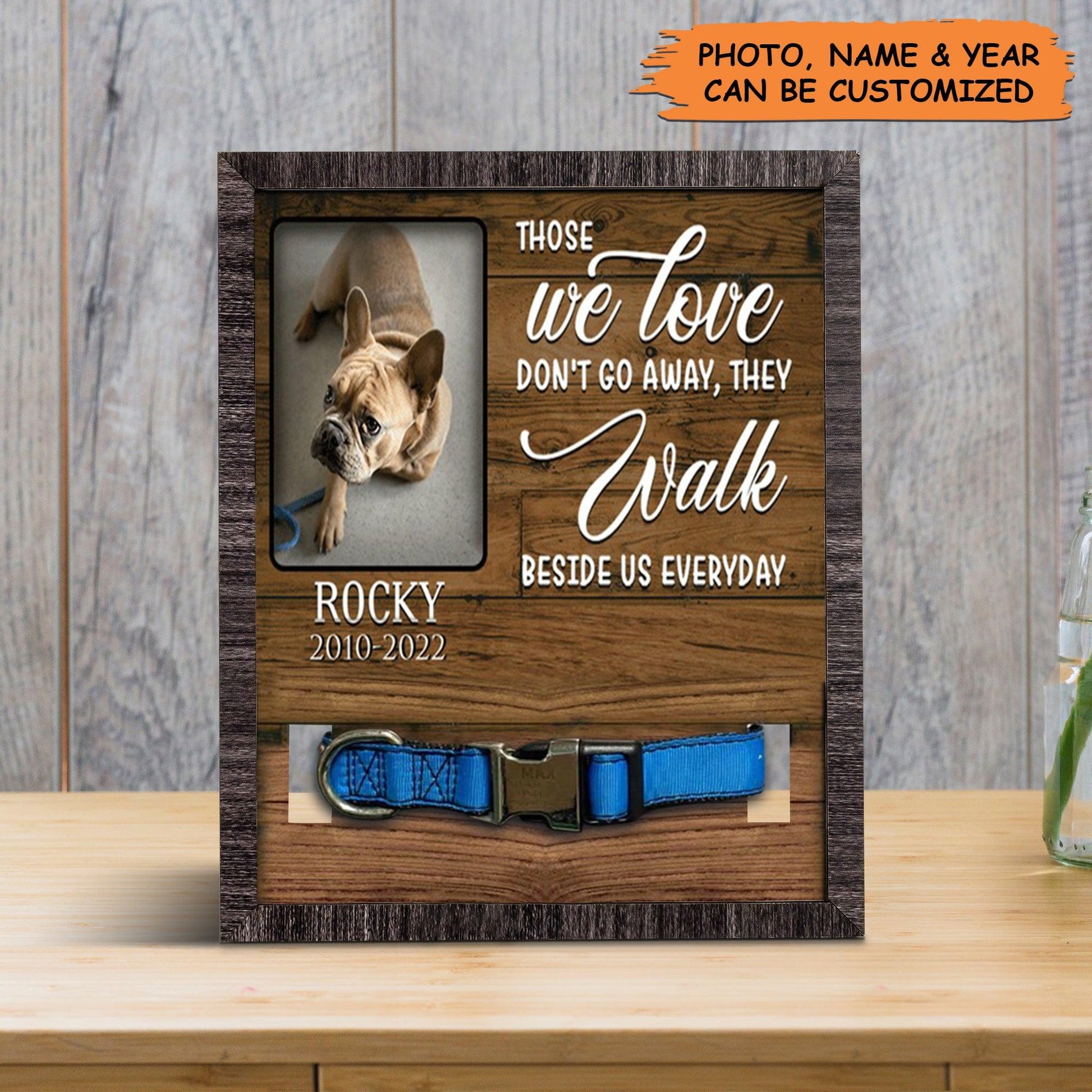 Personalized Pet Collar Frame - Customized A French Bulldog Picture Frames, Pet Loss Sympathy, Custom Memorial Pet Collar Sign - Gift For Pet Lovers - Amzanimalsgift