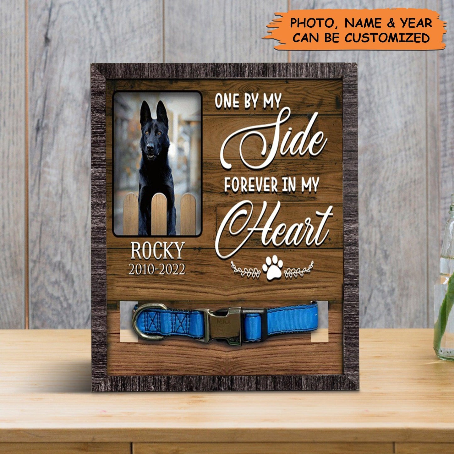 Personalized Pet Collar Frame - Customized A German Shepherd Picture Frames, Pet Loss Sympathy, Custom Memorial Pet Collar Sign - Gift For Pet Lovers - Amzanimalsgift