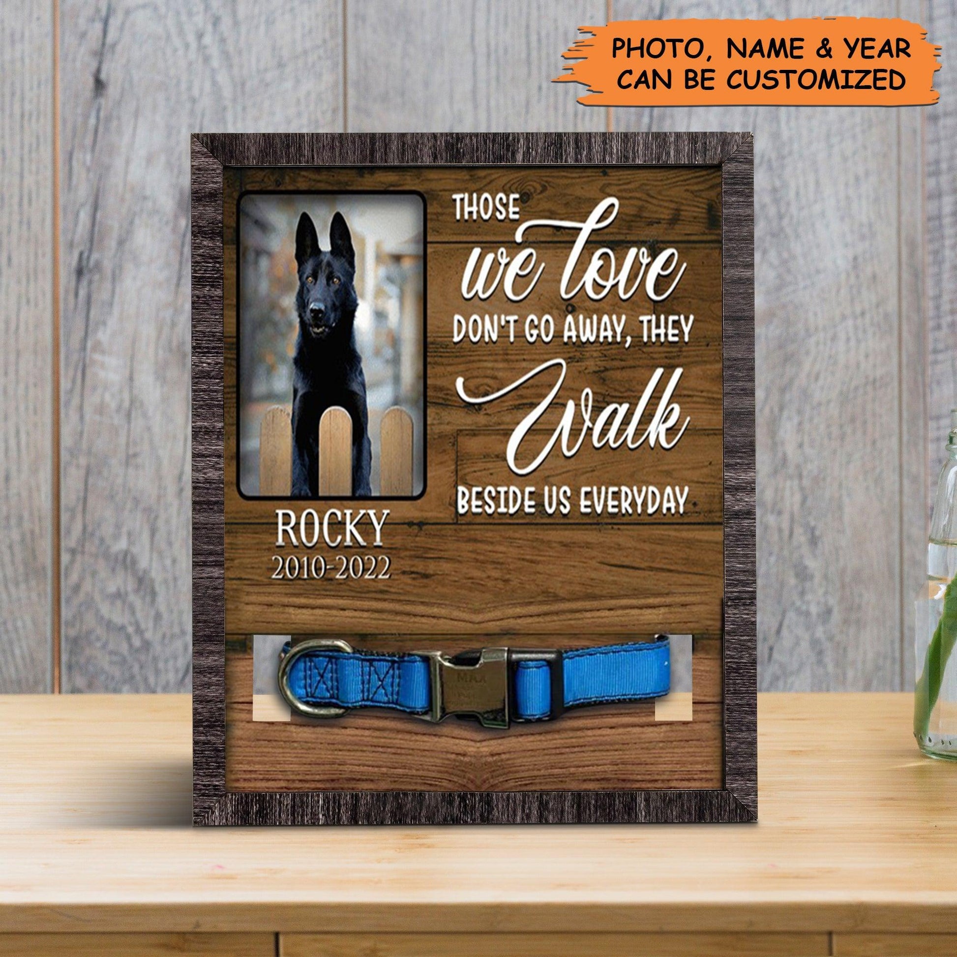 Personalized Pet Collar Frame - Customized A German Shepherd Picture Frames, Pet Loss Sympathy, Custom Memorial Pet Collar Sign - Gift For Pet Lovers - Amzanimalsgift