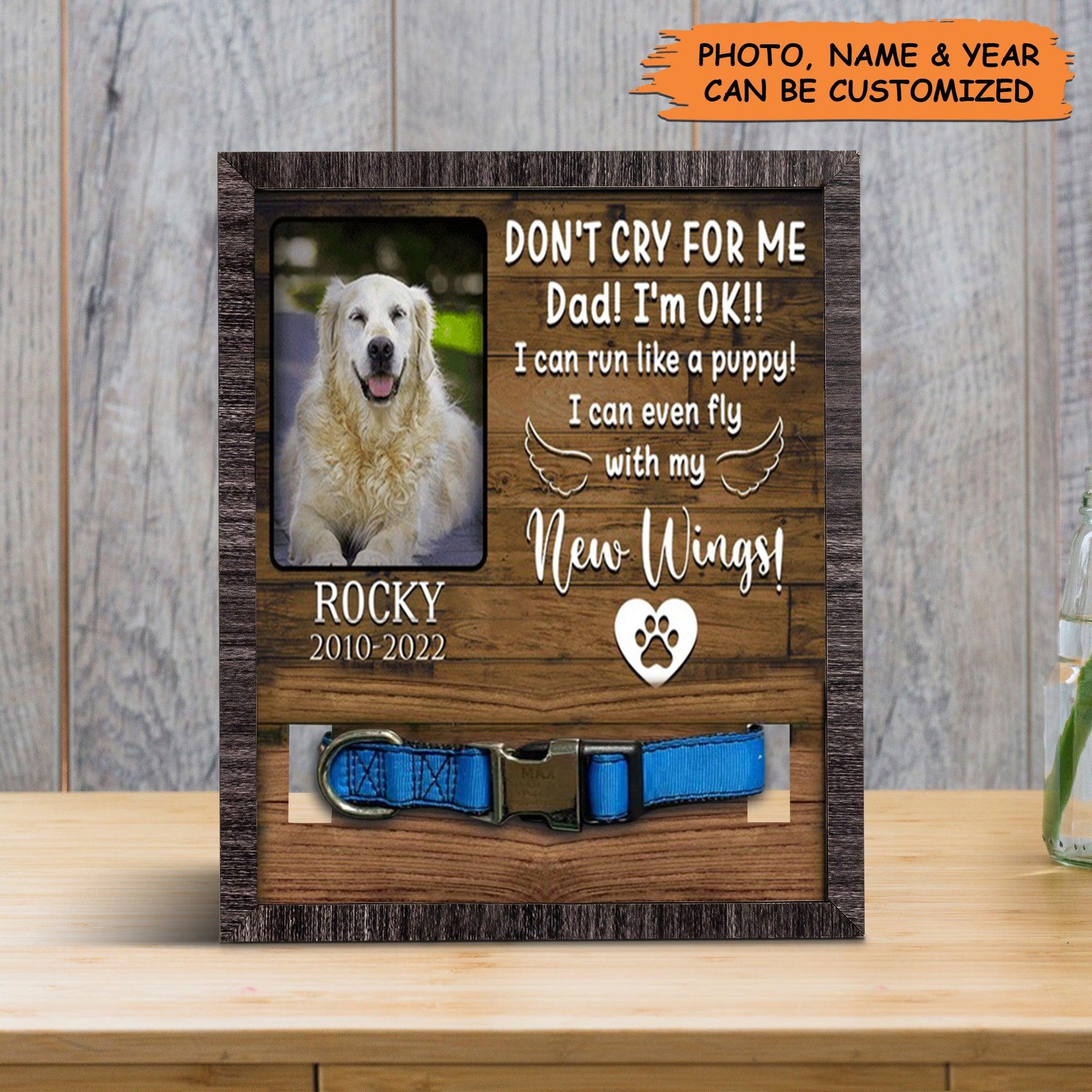 Personalized Pet Collar Frame - Customized A Golden Retriever Picture Frames, Pet Loss Sympathy, Custom Memorial Pet Collar Sign - Gift For Pet Lovers - Amzanimalsgift